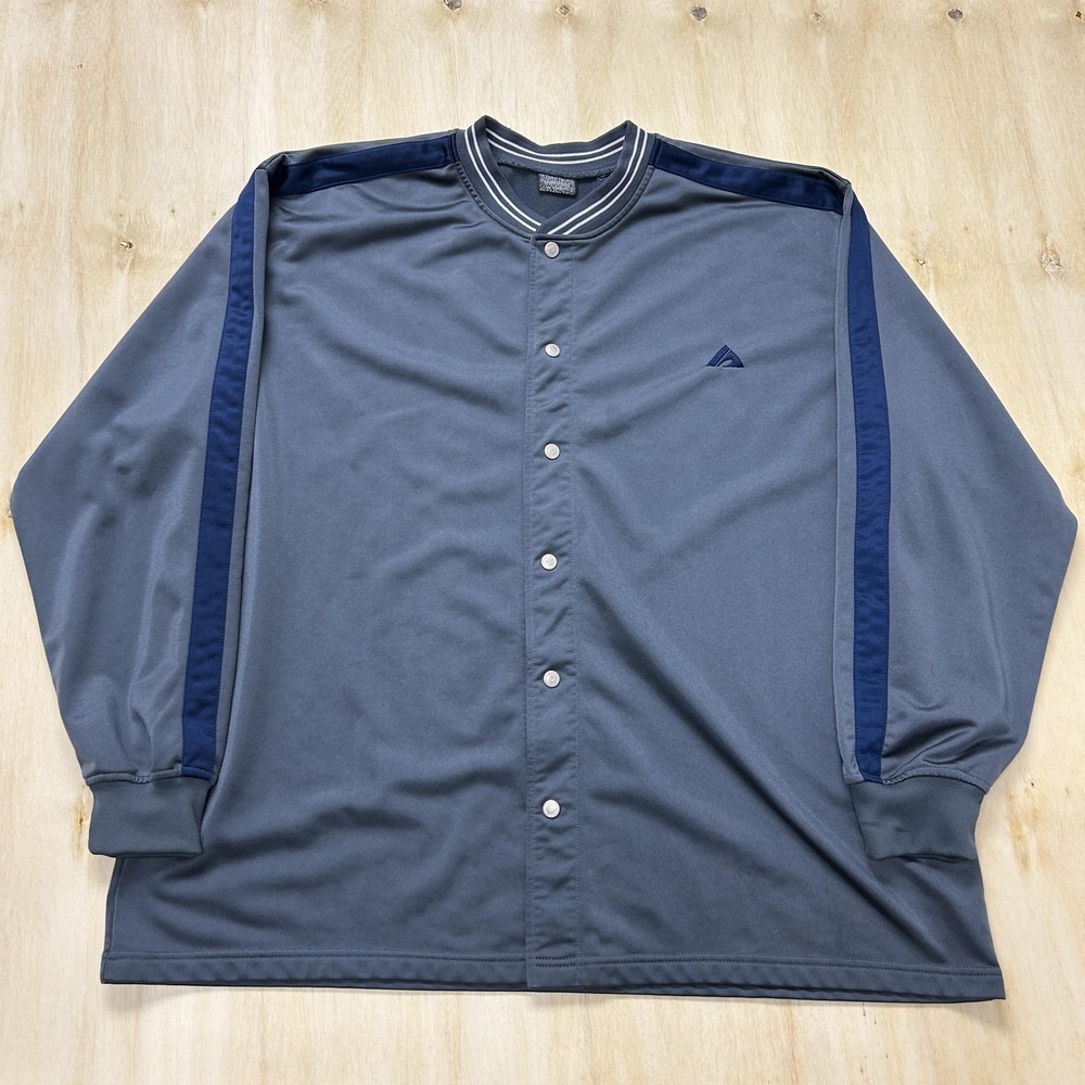 Vintage Athletic Works Track Jacket Mens XL Gray Snap Front Knit Athletic Casual